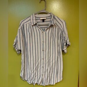 Universal Thread Navy and White Striped Casual Shirt